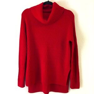 Amour Vert 100% Wool Tunic Sweater XS Red Oversized Cozy Fall Holiday Ca…